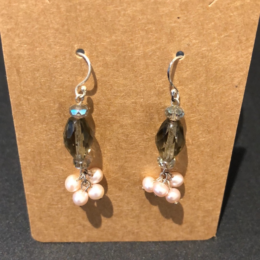 Garnet Hill Gemstone & Fresh Water Pearl Earrings - Picture 5 of 5